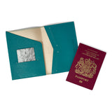 Teal Leather Passport Holder Travel Wallet - Italian leather