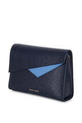 Navy Blue Saffiano Leather Cross Body Handbag - Designer Stacy Chan