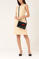 Black Saffiano Leather Cross Body - Designer Stacy Chan