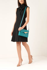 Teal Leather Cross Body Bag - Designer Handbag Stacy Chan