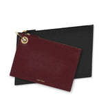 Burgundy & Navy Blue Leather Pouch Clutch Set