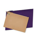 Nude & Purple Leather Pouch Clutch Set