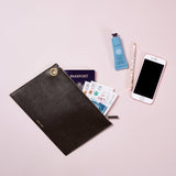 Brown Italian Leather Large Pouch Clutch