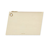 Cream Italian Leather Large Pouch Clutch