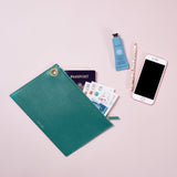 Teal Italian Leather Large Pouch Clutch