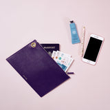 Purple Italian Leather Large Pouch Clutch