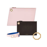 Pink and Brown Leather Pouches with Belt as Cross Body