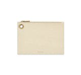 Cream Italian Leather Pouch Clutch