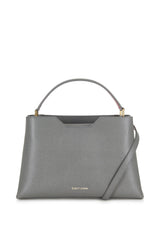 Grey Midi Saffiano Leather Handbag - Designer Stacy Chan