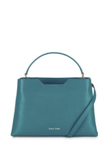 Teal Saffiano Leather Handbag - Designer Stacy Chan