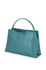 Teal Saffiano Leather Handbag - Designer Stacy Chan