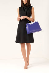 Midi Purple Saffiano Leather Handbag - Designer Stacy Chan