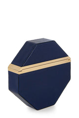 Unique Navy Blue Octagon Clutch Bag