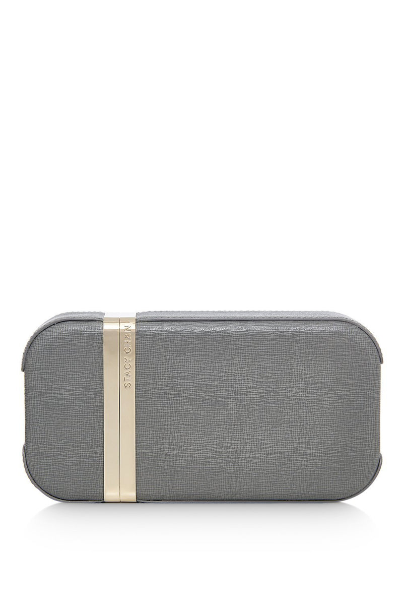 Sophie Clutch Bag | Grey Saffiano Leather