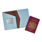 Powder Blue Leather Passport Holder Travel Wallet - Italian leather