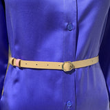 Reversible Italian Leather Belt in Nude Beige