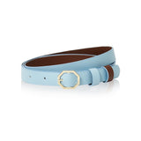 Powder Light Blue Leather Belt Reversible - Italian Leather