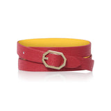 Fuchsia Leather Bracelet Reversible - Italian Leather