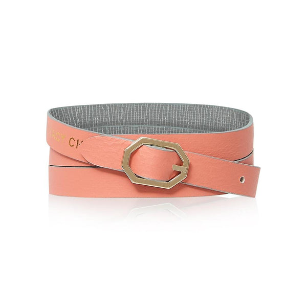 Grey & Pink Leather Bracelet Reversible - Italian Leather
