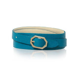 Teal Leather Bracelet Reversible - Italian Leather