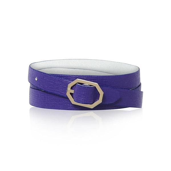 Purple Leather Bracelet Reversible - Italian Leather