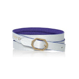 Purple & Silver Leather Bracelet Reversible - Italian Leather