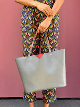 Italian leather grey tote bag - handbag - designer Stacy Chan