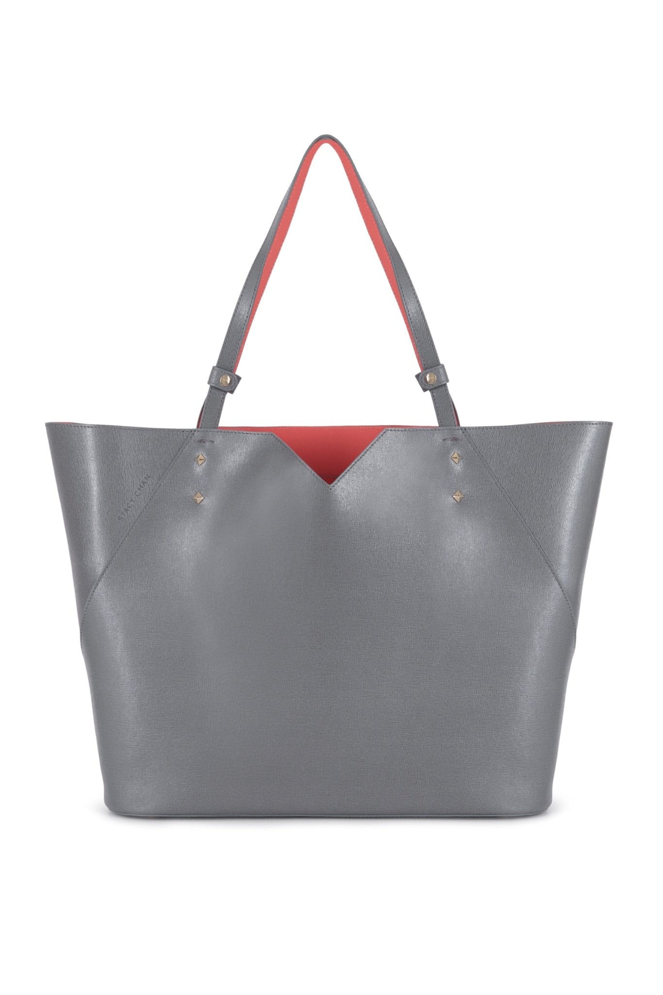 Grey deals leather tote