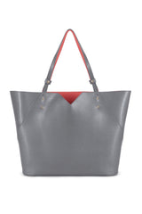 Italian leather grey tote bag - handbag - designer Stacy Chan