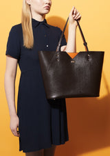 Brown Saffiano Leather Tote Bag Handbag Designer Stacy Chan