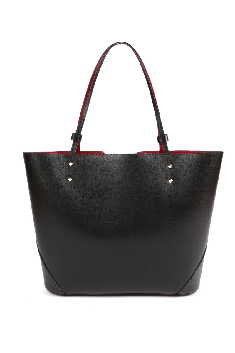 Black Leather Tote Bag - Designer Stacy Chan