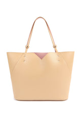 Nude Beige Leather Tote Bag - Designer Stacy Chan