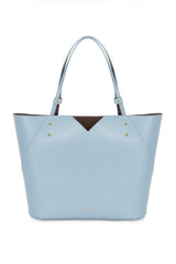 Light Blue Saffiano Leather Tote Bag - Designer Stacy Chan