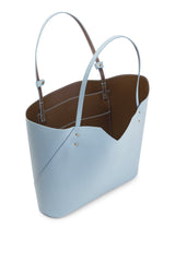Light Blue Saffiano Leather Tote Bag - Designer Stacy Chan