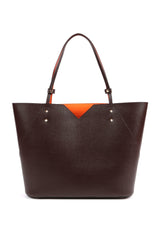 Brown Saffiano Leather Tote Bag Handbag Designer Stacy Chan