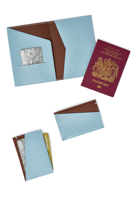 Italian leather passport holder and travel wallet with leather card holder