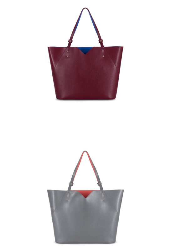 Burgundy and Grey Italian Leather Tote Bags - Back in Stock