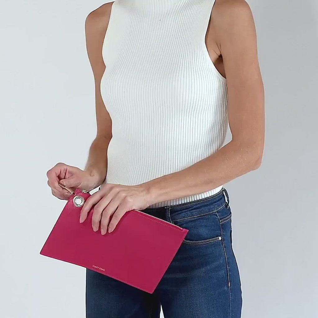 Italian Leather Pouch Clutch - Designer Stacy Chan