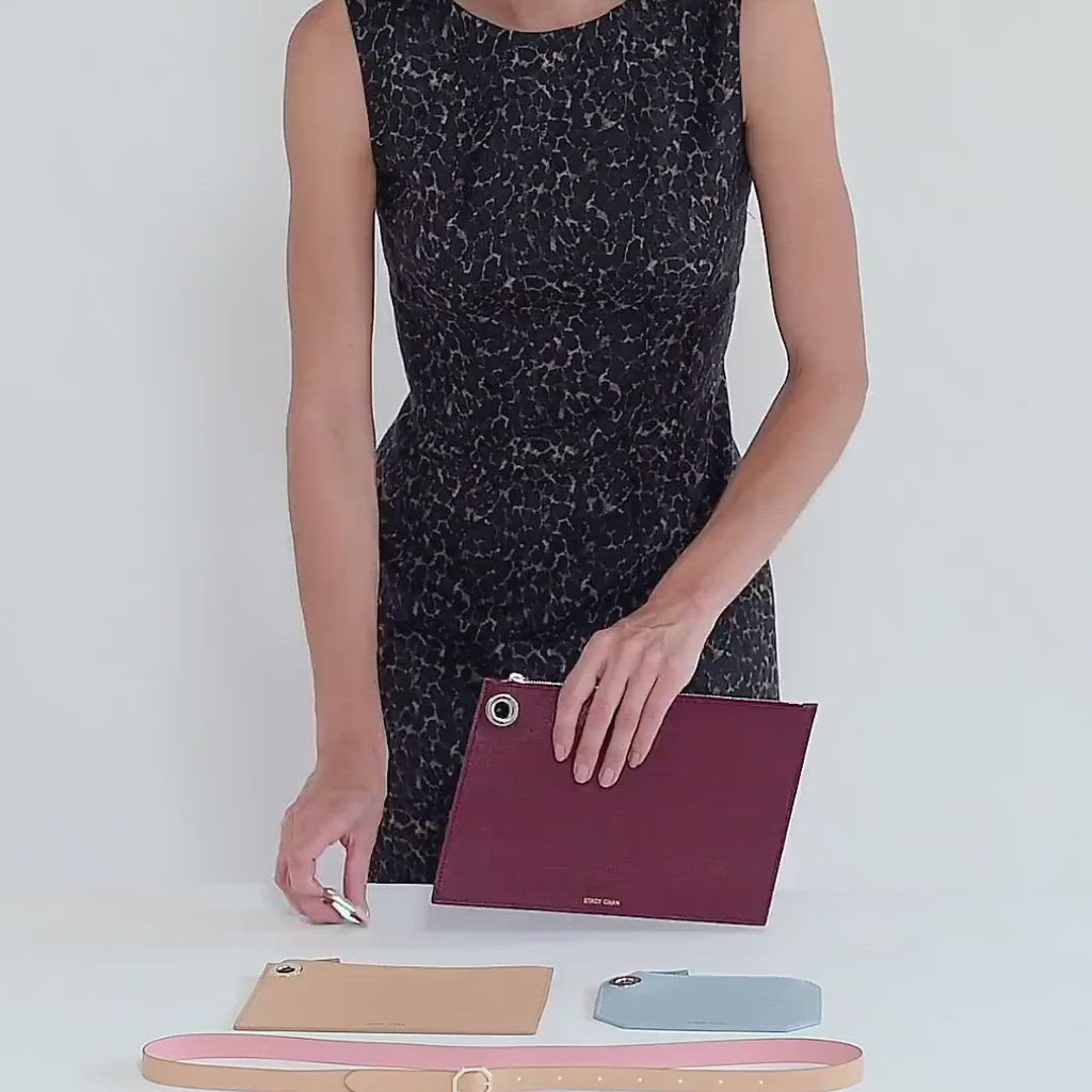 Italian Leather Pouch Set a Cross Body Bag - Designer Stacy Chan