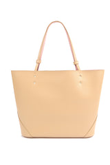 Nude Beige Leather Tote Bag - Designer Stacy Chan