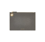 Grey Italian Leather Pouch Clutch