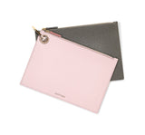 Pink & Grey Leather Pouch Clutch Set