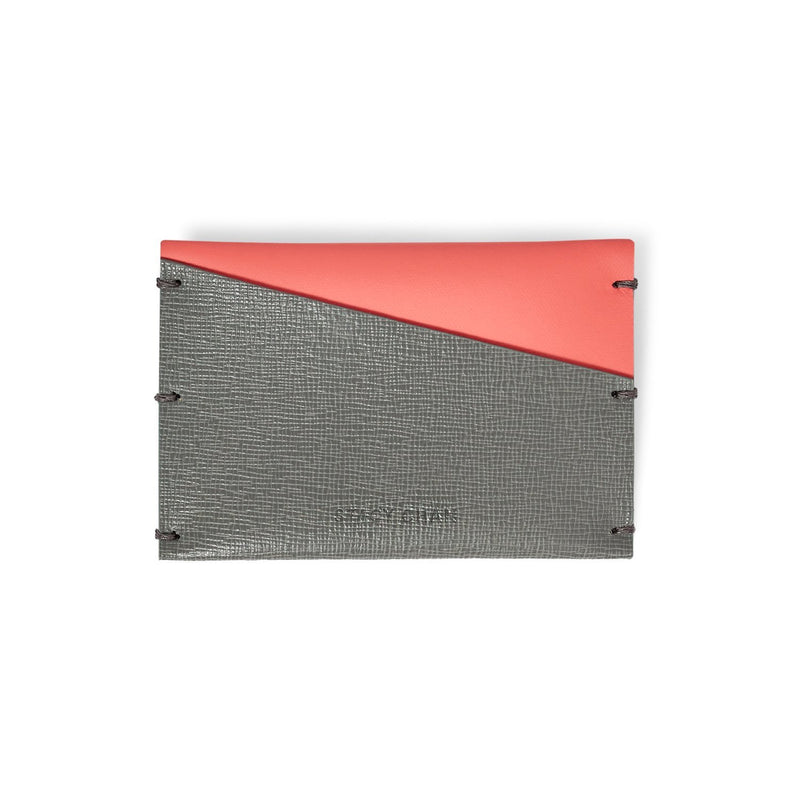 Grey Leather Card Case - Italian leather luxury card wallet