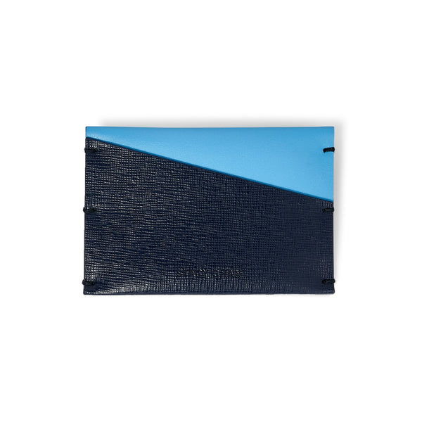 Navy Blue Leather Card Case - Italian leather luxury card wallet