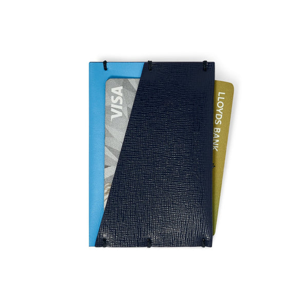 Navy Blue Leather Card Case - Italian leather luxury card wallet