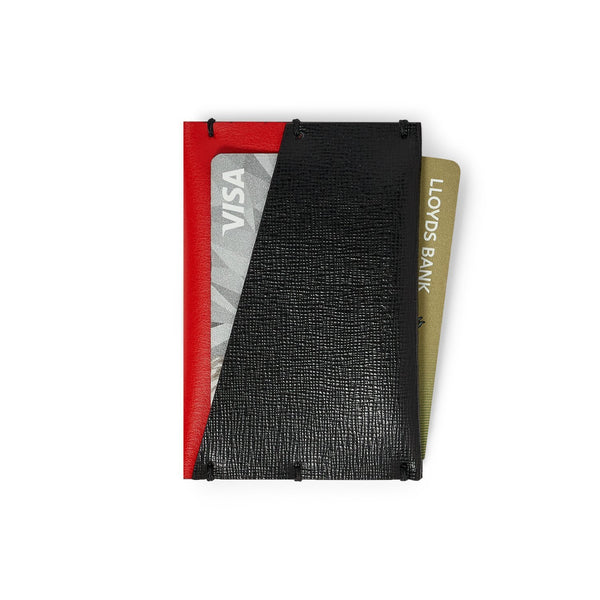 Black Leather Card Case - Italian leather luxury card wallet