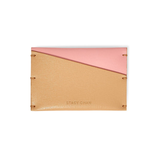 Nude Beige Leather Card Case - Italian leather luxury card wallet