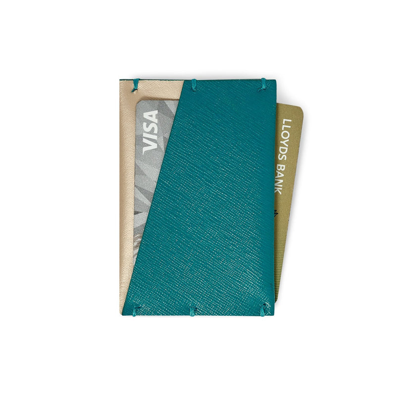 Teal Leather Card Case - Italian leather luxury card wallet