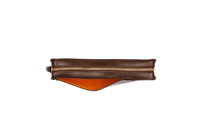 Brown Saffiano Leather Mini Bag Handbag - Designer Stacy Chan