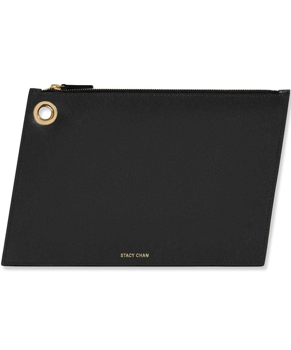 Large Ava Pouch | Noir Saffiano Leather
